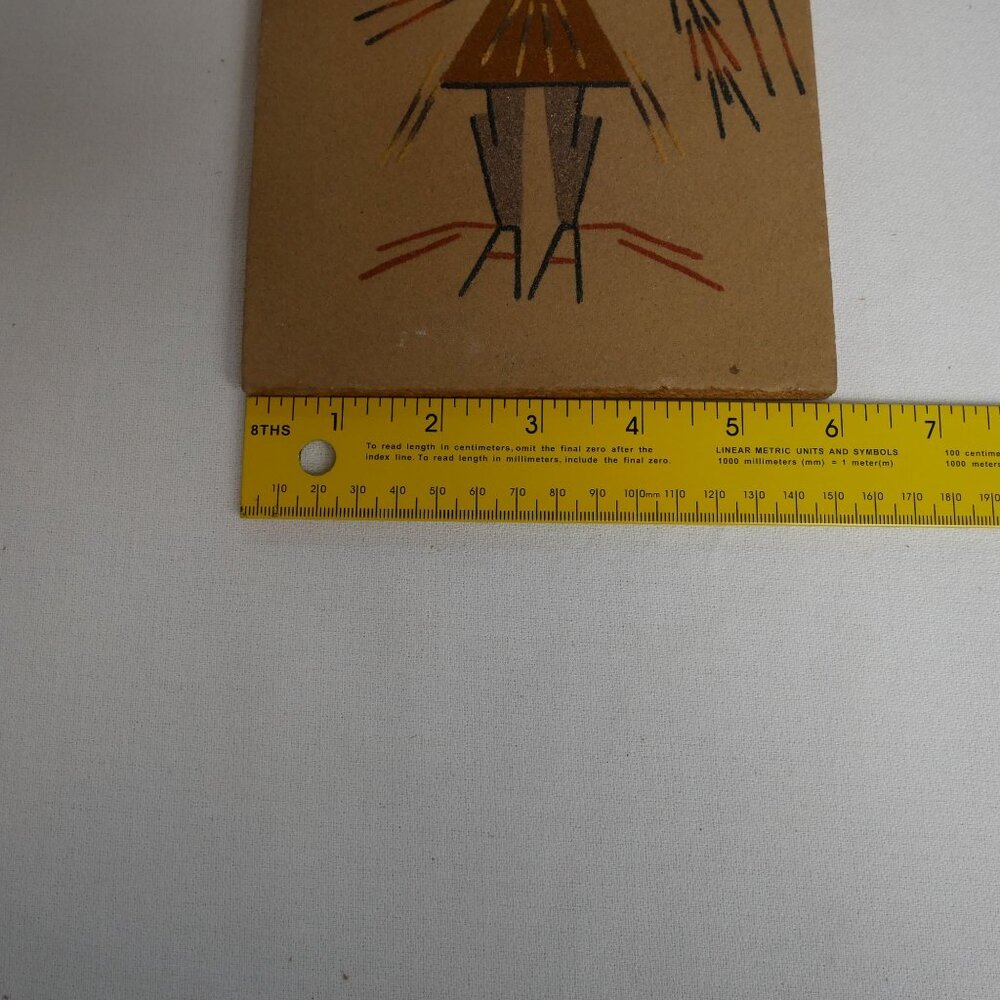Vintage Navajo "Hunchback Medicine Man" Sand Art w/ Tribal Figure Design 12"x6" - Picture 3 of 10